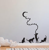 Abstract Black Decal Cates Catch Moon with Rope wall Sticker for Home Decorative PVC Vinyl Wall Sticker size (30 Cm X 60 Cm) ld834