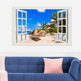 3D Window Wall Pastes Natural Scenery Outside The Window Home Self-adhesive Background Wall Pastes Pvc Home Decoration Sticker size 50x70 ncs14240