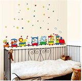 Wall Sticker Art Decor Self Adhesive Waterproof Wallpaper Cartoon Animal Train Wall Stickers Children's Room Kindergarten Classroom Background size 50x70 tc990