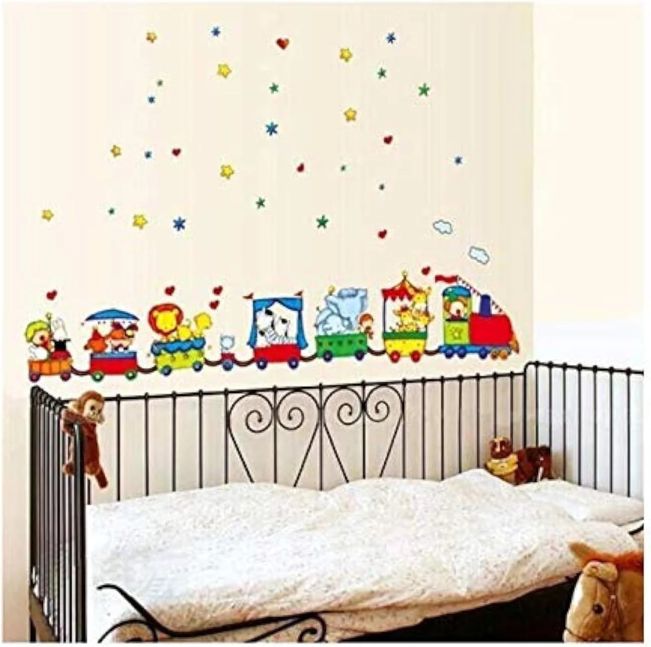Wall Sticker Art Decor Self Adhesive Waterproof Wallpaper Cartoon Animal Train Wall Stickers Children's Room Kindergarten Classroom Background size 50x70 tc990
