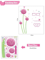 Indian Royals Pink Dendelion Flower Design Self Adhesive PVC Vinyl Wall Sticker size 45x60 ay6006b