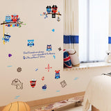 Wallpark Cartoon Cute Pirate Owl Sea Sailboat Map Removable Wall Sticker Decal, Children Kids Baby Home Room Nursery DIY Decorative Adhesive Art Wall Mural size 50x70 sk7103