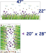 Purple Chrysanthemum Centaurea Flowers Butterflies Baseboard Wall Decals Stickers  size 50x70  sk7005