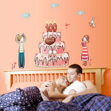Cake Boy Girl Print Self-adhesive Wall Sticker Decal Wallpaper 70x50cm