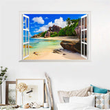 Modern Seascape Painting. Seaside Nature Landscape Painting. Beach Rocks Canvas Wall Art Poster. Window View Home Decor Picture. size  50x70cm ncs14239