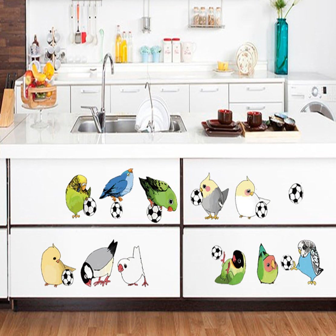 Interior color sticker "Parrots and a soccer ball" size 50x70 cm mj7015