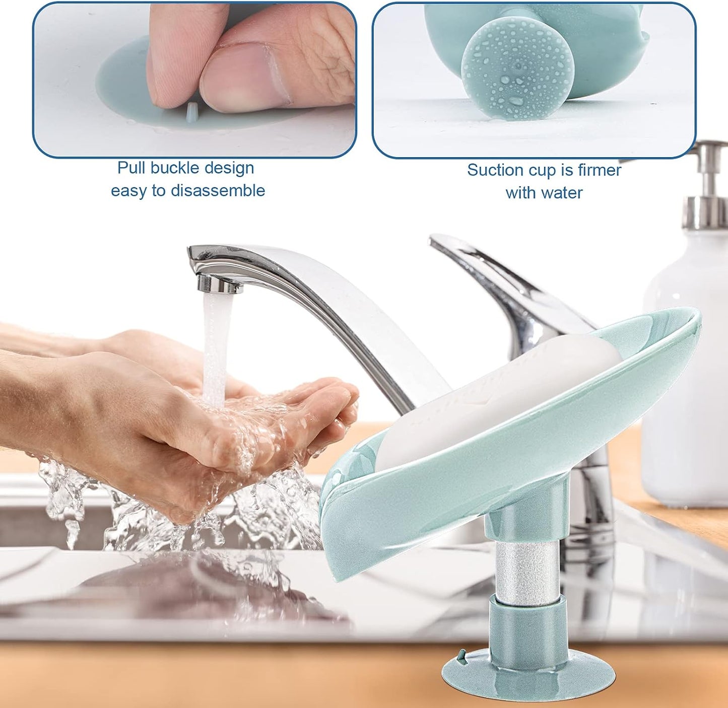 Leaf Shape Hydraulic Soap Dish with Drainage, Suction Cup Soap Holder Stand for Bathroom & Kitchen