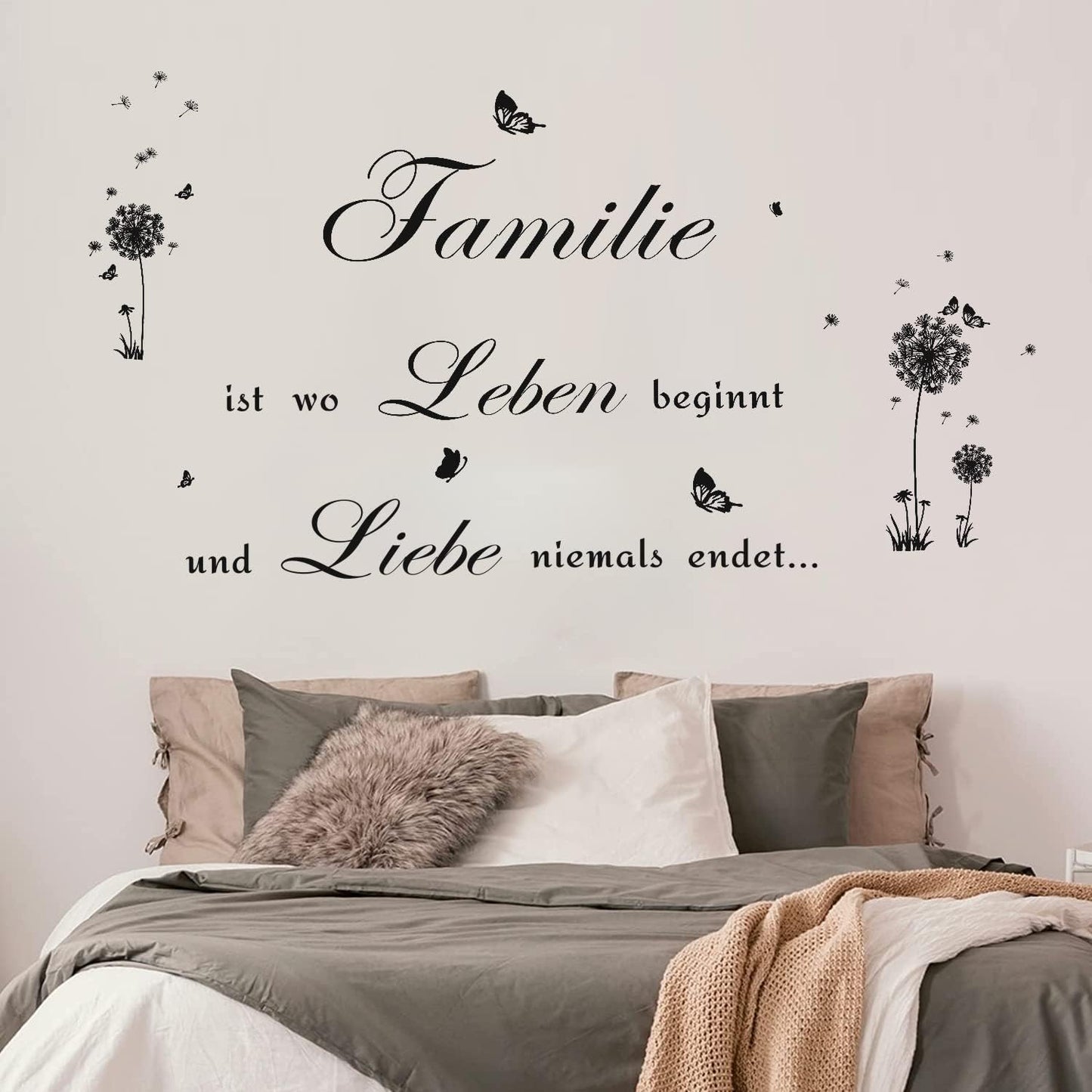 Family Quotes Wall Sticker, Wall Tattoo Sayings Quotes Family, Dandelion Black Wall Sticker, Family Saying, Sticker for Living Room, Bedroom, Wall Sticker Quotes Inspirational Black Decoration size 30x60cm nc1048