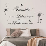 Family Quotes Wall Sticker, Wall Tattoo Sayings Quotes Family, Dandelion Black Wall Sticker, Family Saying, Sticker for Living Room, Bedroom, Wall Sticker Quotes Inspirational Black Decoration size 30x60cm nc1048