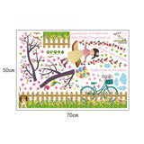 Swing Girl Baseboard Flowers Tree Birds Butterflies Wall Decal Home Sticker PVC Murals Paper House Decoration Wallpaper Living Room Bedroom Art Picture for Kids Teen Senior Adult Baby size 50x70 sk7051
