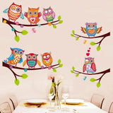BIBITIME 4 Tree Branches 8 Owls Wall Decal Animal Flower Butterflies Decor Sticker for Living Room Nursery Children Boys Girls Bedroom Kids Room Decor DIY Home Art Mural size 45x60 xh6226