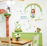 XLs7083 Swing Girl Wall Stickers For Bedroom Living Room Home Decor Pvc Removable