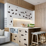 Removable 26 Black Cats and Butterfly Vinyl Wall Arts Paper Easy to Stick Wall Decals for Bedroom and Funiture size 50x70 sk6036