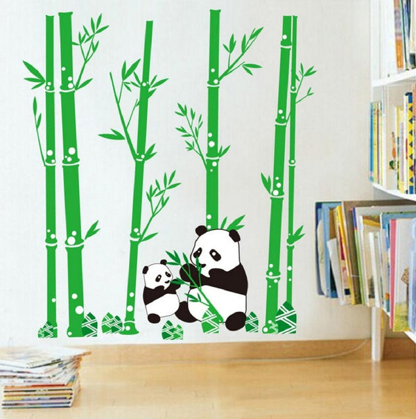 PVC Cute Cartoon Panda Bamboos Decor Wall Stickers Art Decal Removable For Children's Room Decor Bedroom Sitting Room Sofa TV Background By Kamay's CJM7169