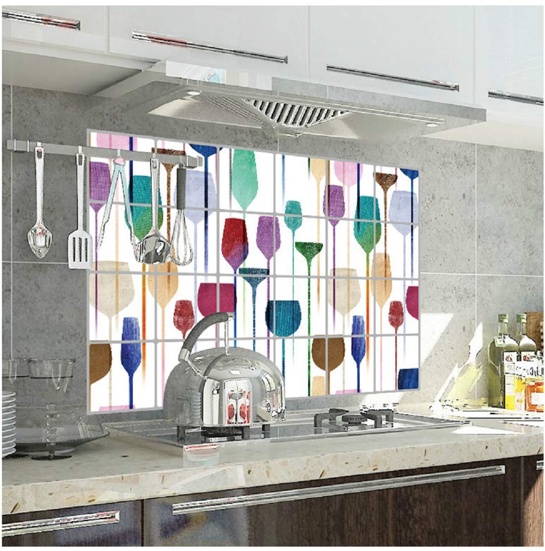 Kitchen Oil Proof Wall Sticker Heat Resistant Waterproof Self Adhesive Backsplash Cover for Kitchen Wall Protection