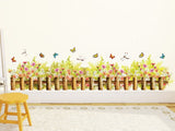 Cozy wall sticker with a small fence, flowers, butterflies etc. size 50x70 am7077