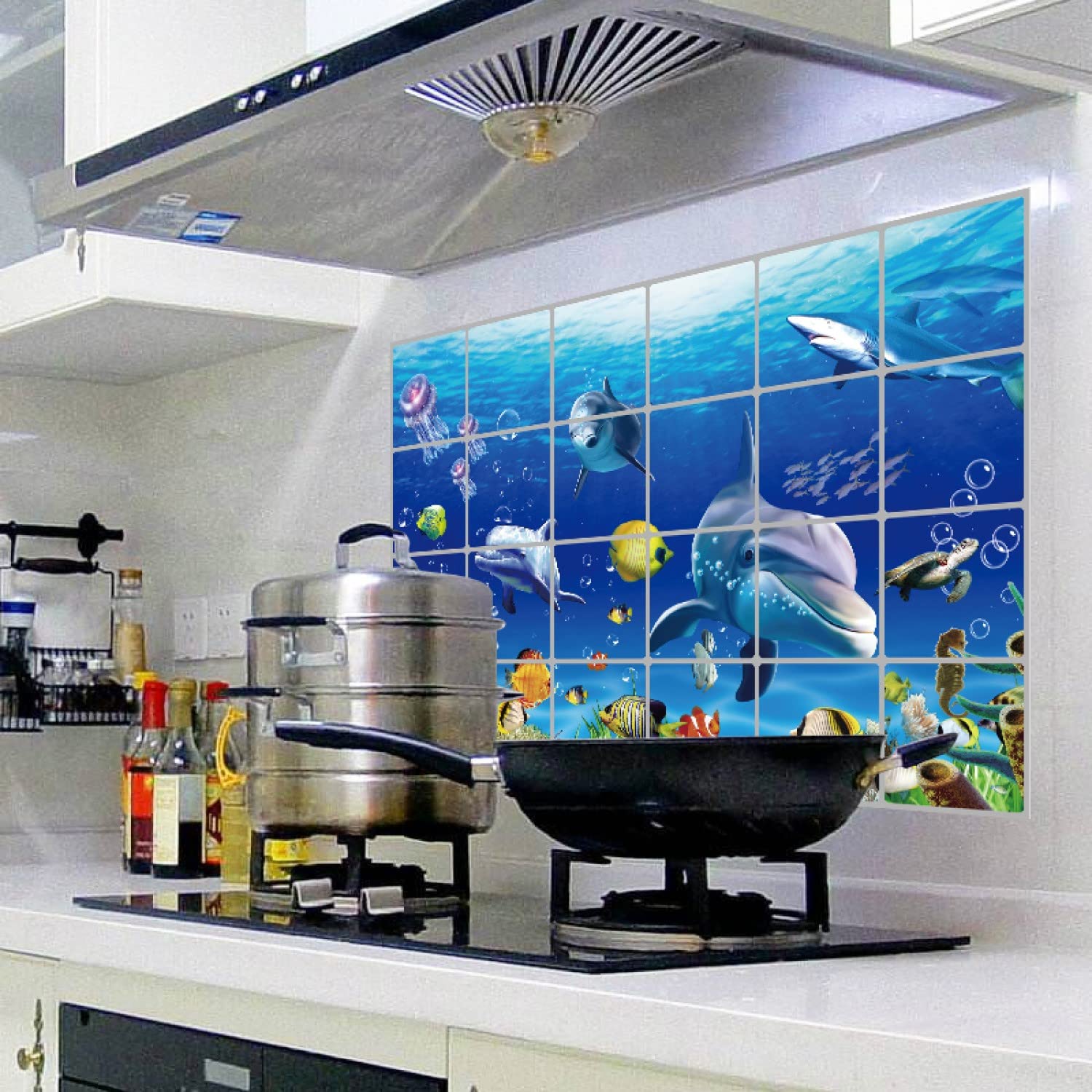 Kitchen Oil Proof Wall Sticker Heat Resistant Waterproof Self Adhesive Backsplash Cover for Kitchen Wall Protection