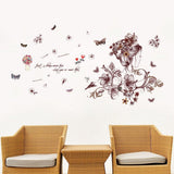 Romantic Flowers Butterfly Wall Stickers size 50x70 xls7219