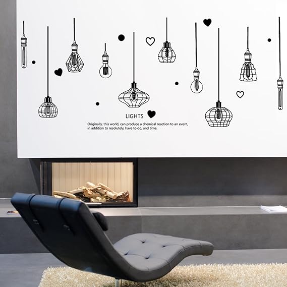 JAAMSO ROYALS Black Chandelier Self Adhesive PVC Vinyl Easy to Apply Wall Décor & Home Décor Wall Sticker  size 60x90  hm92022