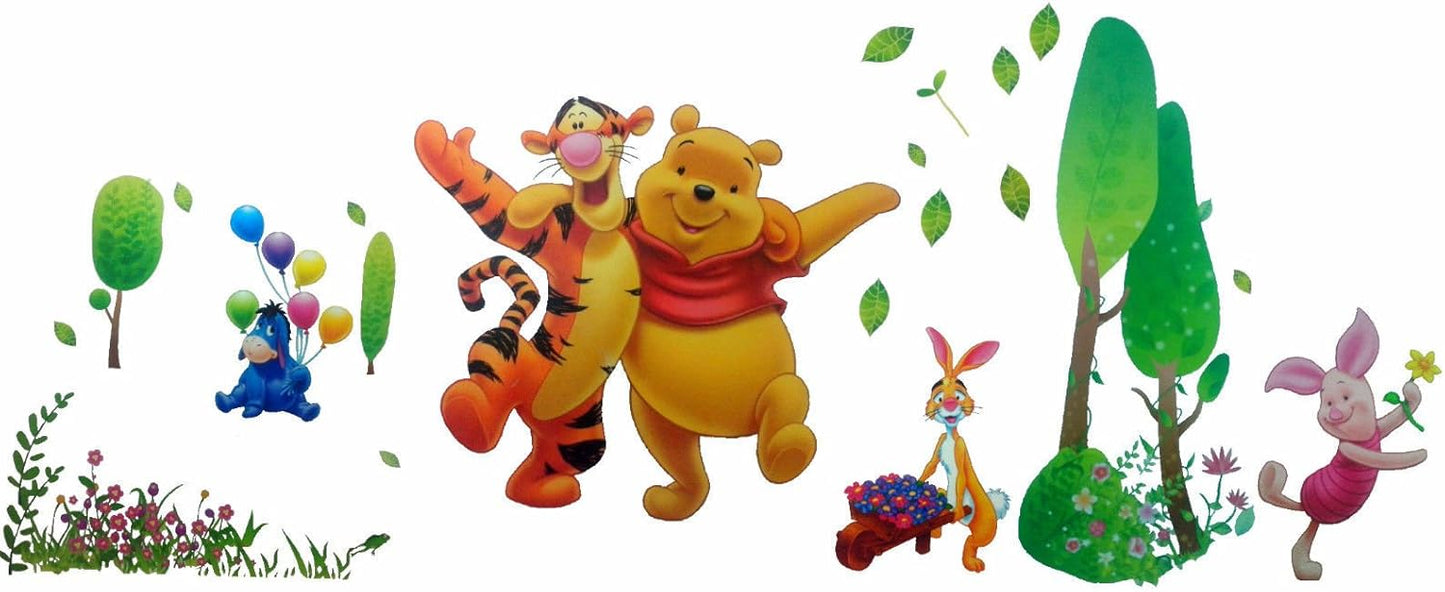 Winnie the Pooh Bear Tiger Rabbit Wall Decal for Preschool Nursery Decoration Animal Wall Stickers Cartoon Wall Art