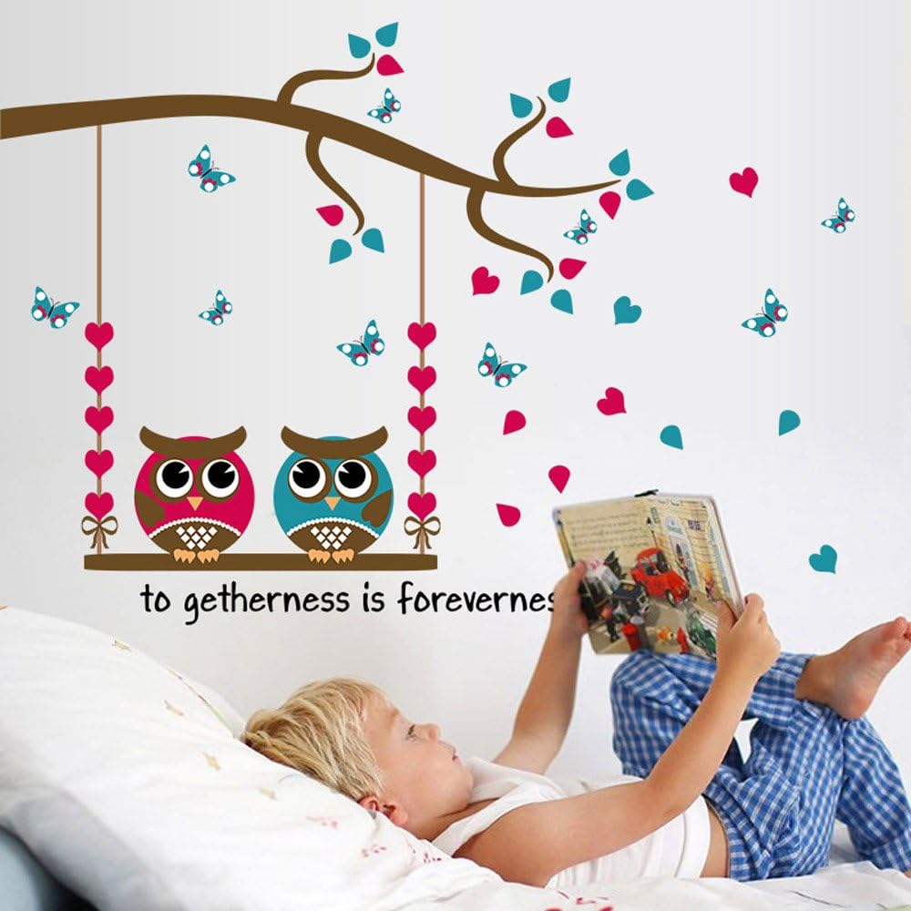 Hm31001 Wall Sticker Decoration Wall Decor Wallpaper Sticker Goods Wall Rental Room OK Owl Butterfly Butterfly Love Love Tree Swing Two Owls Beautiful Wall Sticker