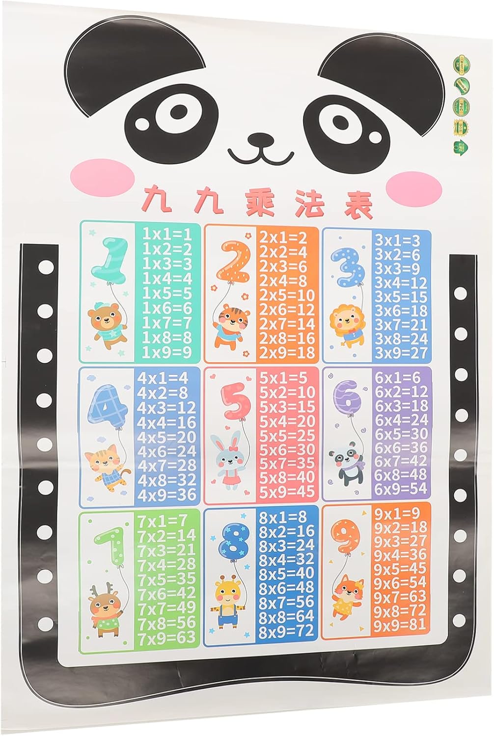 Toyvian Multiplication Chart Chart Poster Educational Preschool Mathematics Wall Charts for Learning Children Mural Tables PVC Playing Table Baby Room size 50x70 sk6107