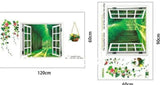 AY914 Lifelike Valley Window Wall Sticker Quality 90*60cm PVC Removable Beautiful Views Decal Vivid Green Forest Wall art Mural