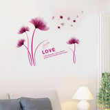 Purple Romantic Blooming Flowers Decorative Wall Stickers