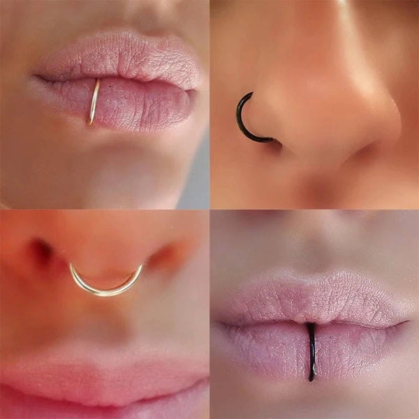 Colourful stainless steel nose hoop lip nose ring stud earrings body pericing jewelry punk style