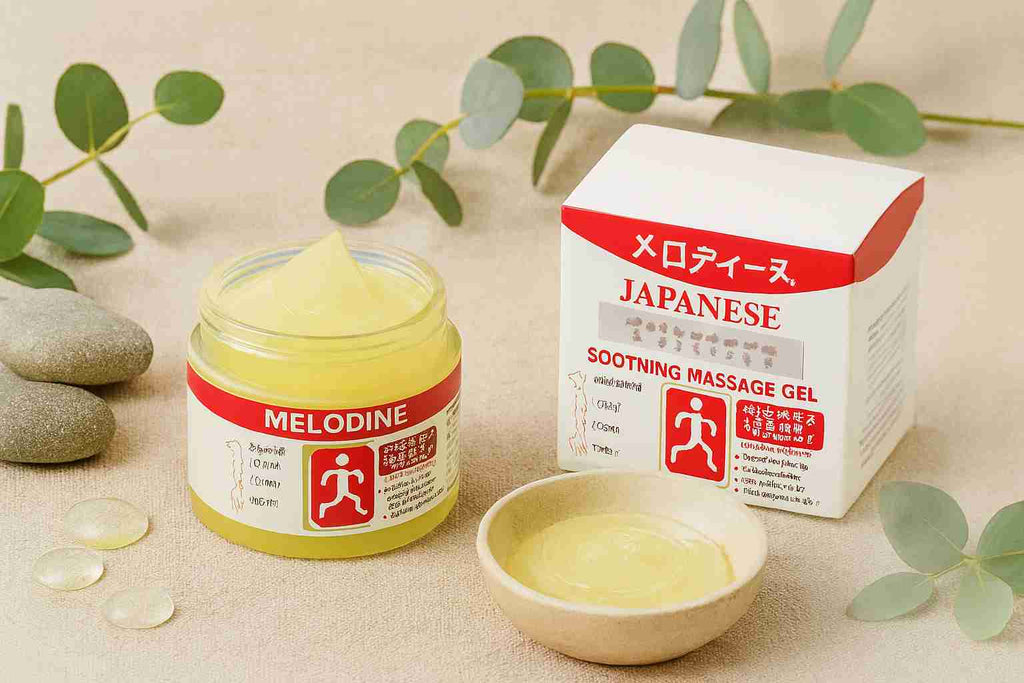 MELODINE Japanese Soothing Massage Gel – Muscle & Joint Pain Relief Cream For Shoulder, Neck, Back & Knee – Fast-Absorbing Herbal Formula