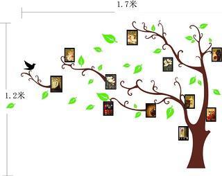 DIY transparent PVC wall stickers ]Abrown tree photo series of three generations of wall stickers wall stickers size  60x90 ay803