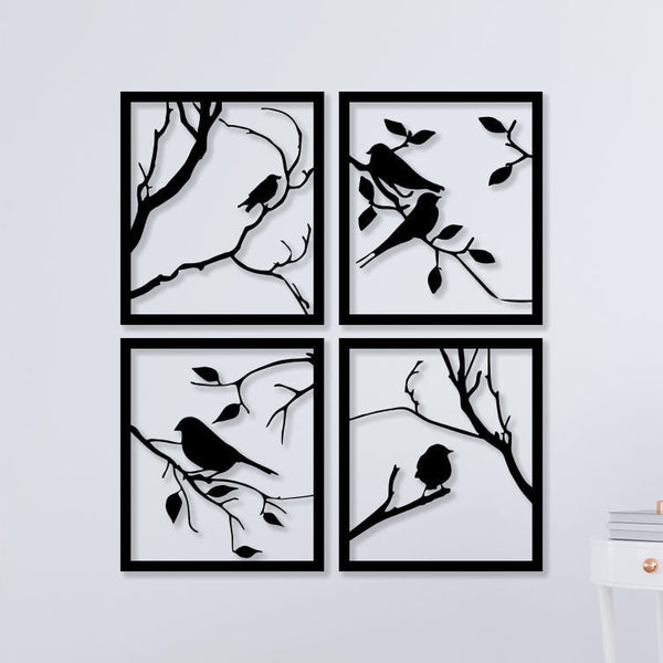 Birdcage Leaves Wall Sticker Bedroom Sofa Forest Nature Leaves Birds Animal Branch Wall Decal Living Room Vinyl Decor