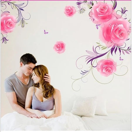 ROSES PVC Wall Sticker Home Decor - Flower wall sticker 2 peaces gs8705 Size: 60x90