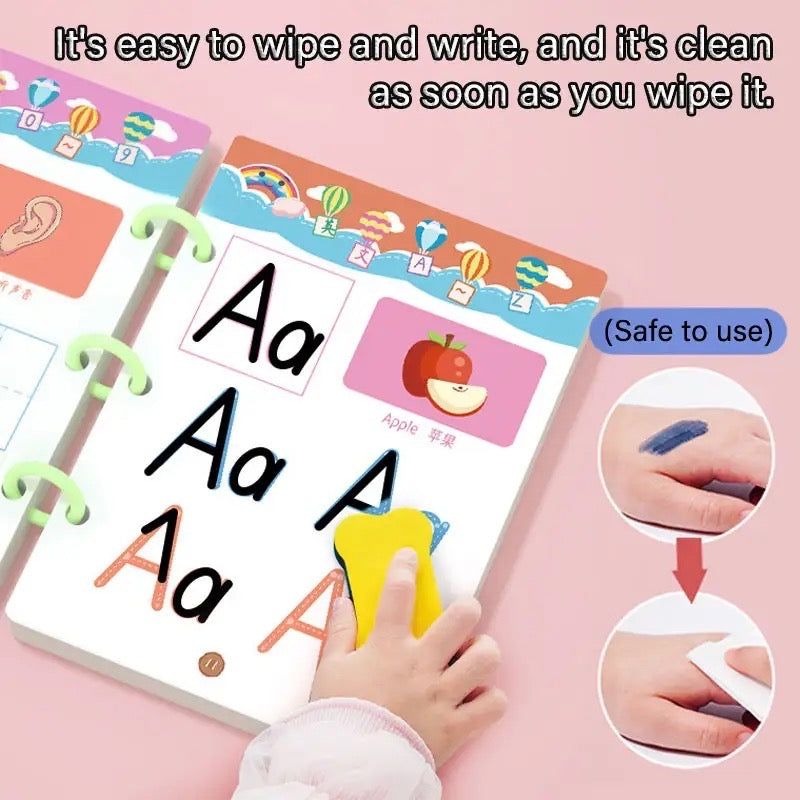 A4 Kids Educational Learning Tracing Book | 64 Pages Dot-to-Dot Activity Workbook with 2 Markers & Duster (Big Size)