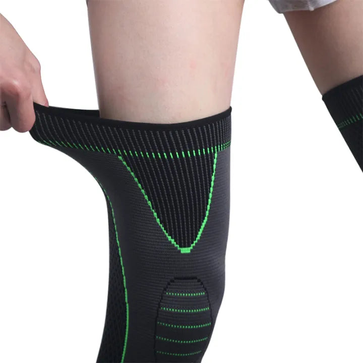 1 Pc Compression Knee Pads Support Sleeve Protector Elastic Kneepad Brace Spring Support Volleyball Running Silicone Long Full Legs Sleeve Arthritis Running Gym Sport (high quality )