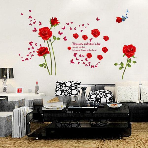 Decal wallpaper red rose sk9195