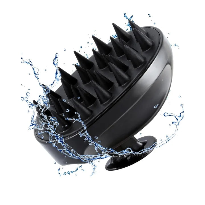 Shampoo Massager Brush Scalp Hair Scrubber with Soft Silicone Bristles For All Type Of Hairs Straight Curly Wet Dry For Men Women child (Black)