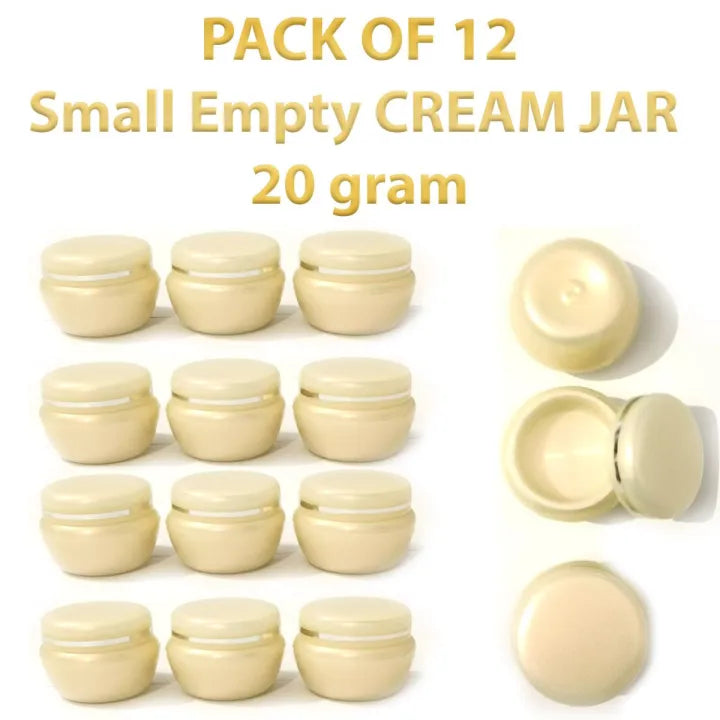 pack of 12 Empty Cosmetic Containers Cream Pot Jar Refillable plastic Handi 20gram