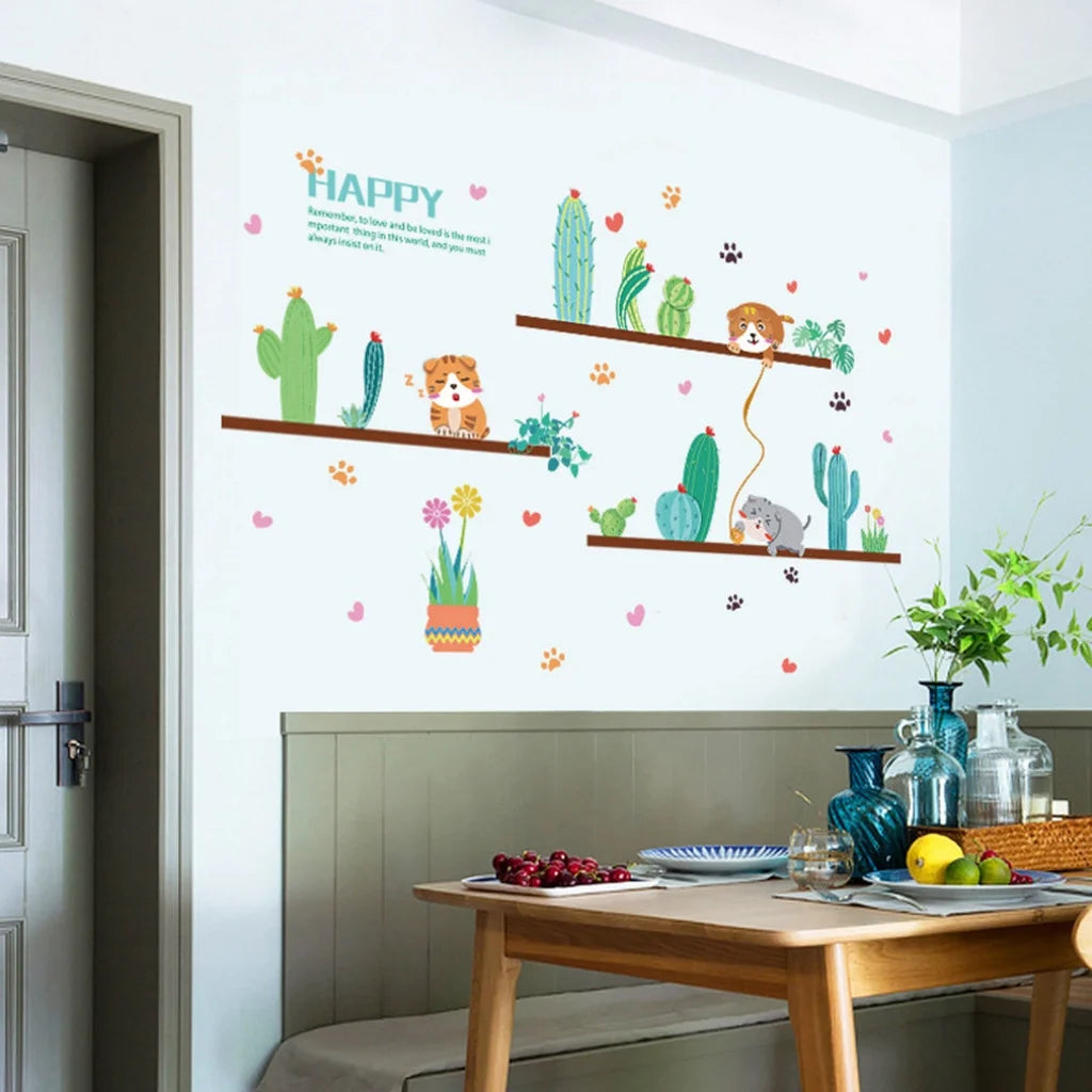 Prime SHISHIan Cute Cat Theme Family Room Window Wall Mural Decorative Decal Detachable ，Disco Ball Classroom Decor size 50x70 sk7190
