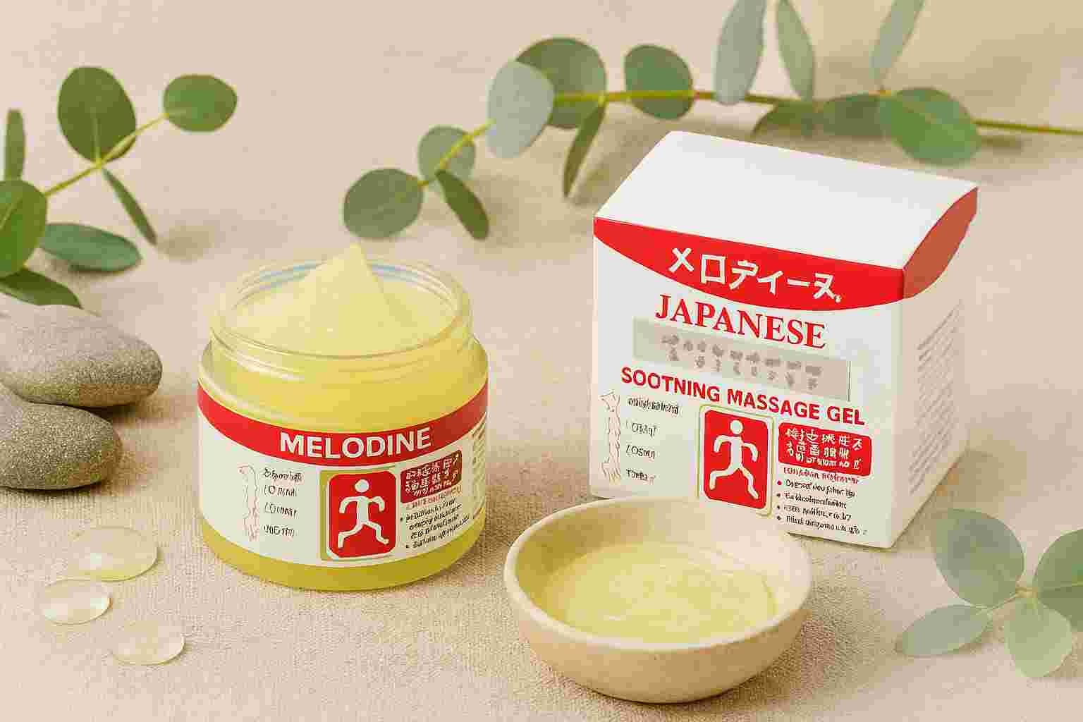 MELODINE Japanese Soothing Massage Gel – Muscle & Joint Pain Relief Cream for Shoulder, Neck, Back & Knee – Fast-Absorbing Herbal Formula