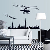Cartoon airplane wall decal for bedroom, living room, TV background, home decor size 50x70 ay7071