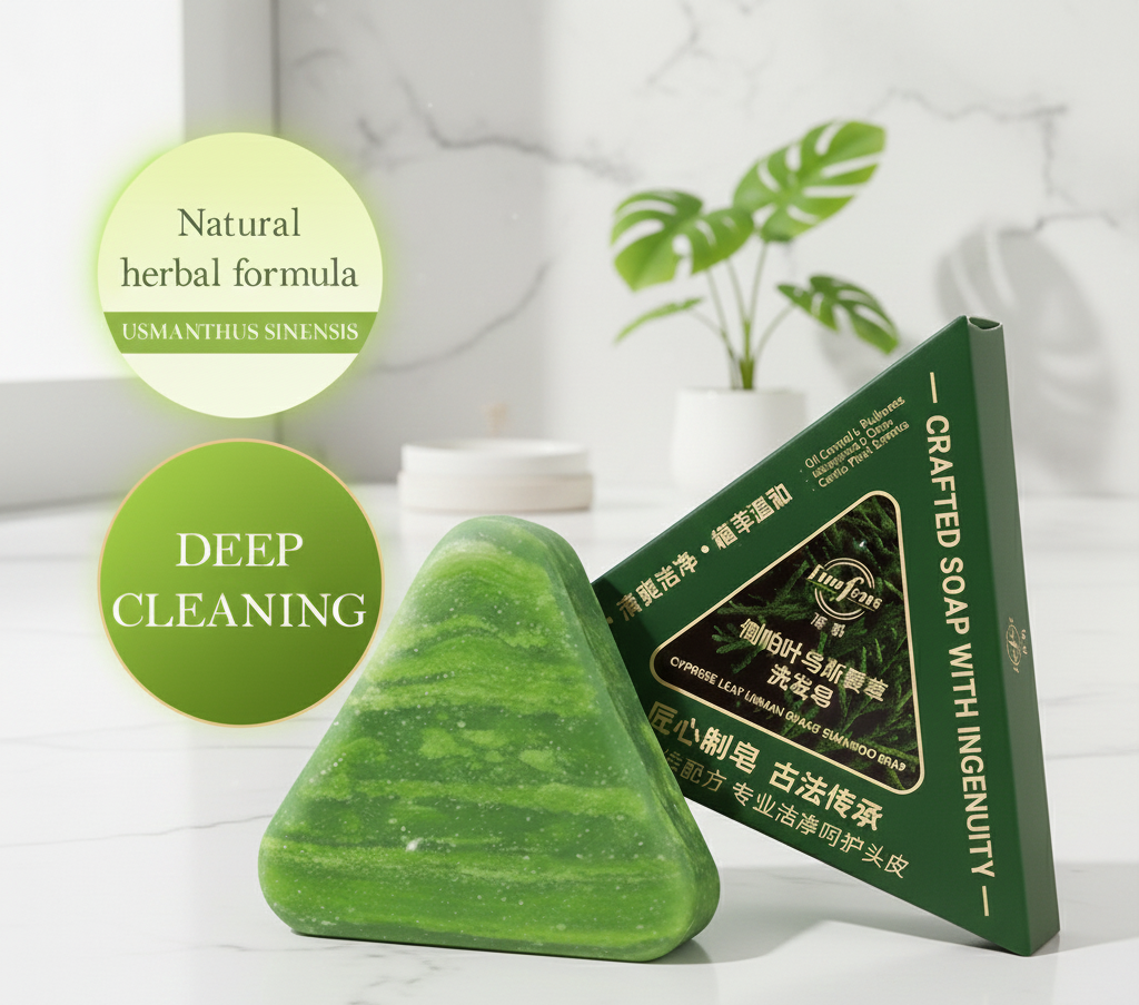 Timfens Cypress Leaf Usman Grass Shampoo Soap Bar - Natural Herbal Formula for Deep Cleansing & Oil Control