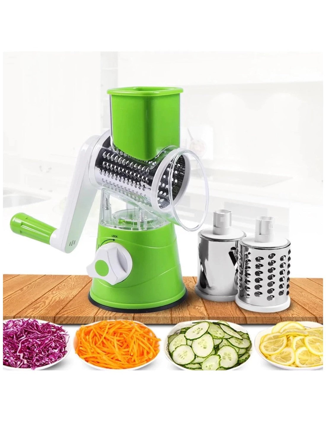 Manual 3?in?1 Vegetable Cutter & Drum Grater | Round Slicer | Multifunctional Kitchen Gadget