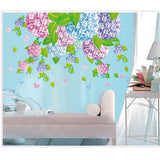 Flowers Deciduous Blue Red Flower ball Wall Decal Sticker - DIY PVC Removable Transparent Film Self-Adhesive Mural Art Wall Decor for Living Room size 50x70 ay7146