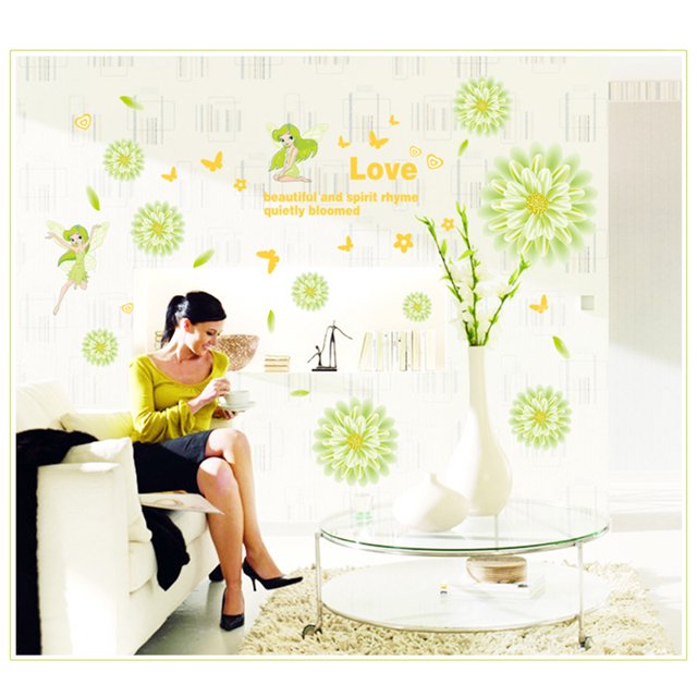 Flower Wall Sticker Creative Adhesive Letter Flower Wall Decal Wall Art Sticker size  45x60cm am6004ab