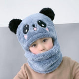 Kids Winter Panda Cap Wool Cap With Neck Warmer Attached.  KIDS WOOL CAP Cartoon Panda Baby(random color)