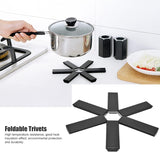 Premium Folding Silicone Pot Mat – Heat-Resistant, Non-Slip Expandable Trivet for Kitchens & Restaurants (Black)
