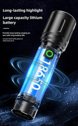 Rechargeable White Laser Super Battery Aluminum LED Flashlight, Body  Tactical,Long Battery Zoomable, Light