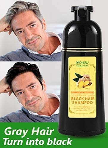 Mokeru 200ml Organic Ginger Black Hair Shampoo | Herbal Permanent Gray Hair Dye | For Men & Women