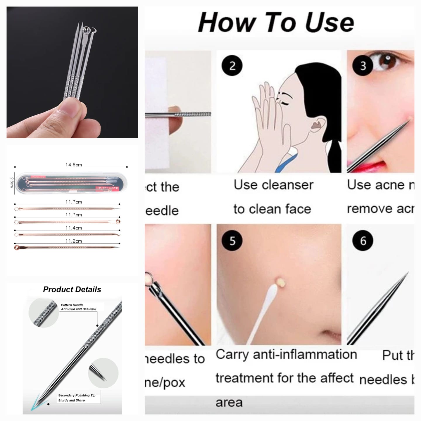 Beauty Makeup Tools 4in1 Black Head Stainless Steel